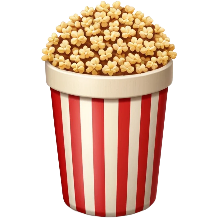 brown popcorn in a paper jar with red and white vertical lines emoji
