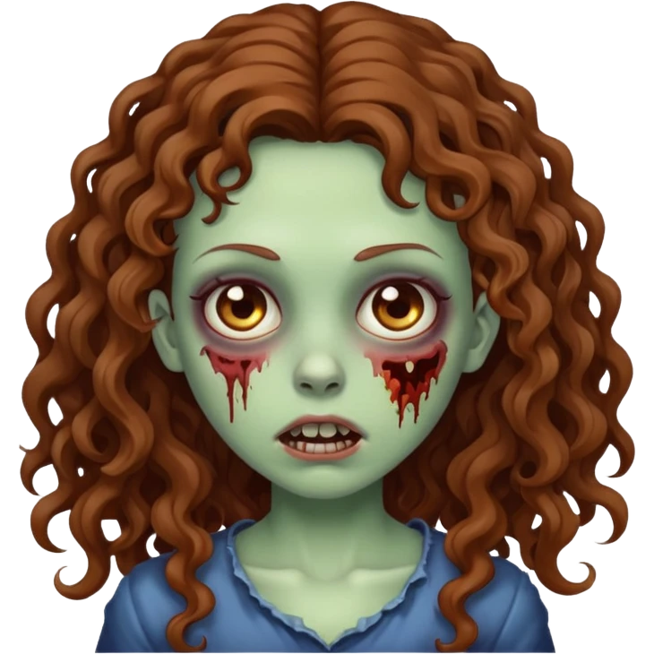 girl zombie with long brown curly hair emoji