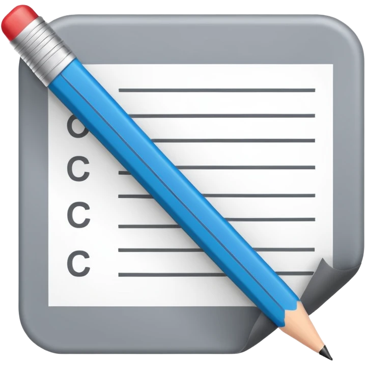 multiple choice test paper with a pencil emoji