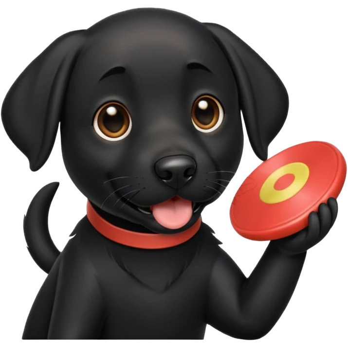 Black lab with frisbee emoji