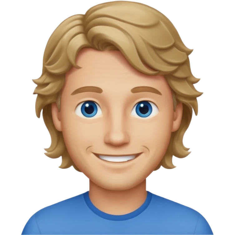 Man with wavy dark blonde hair and blue eyes  emoji