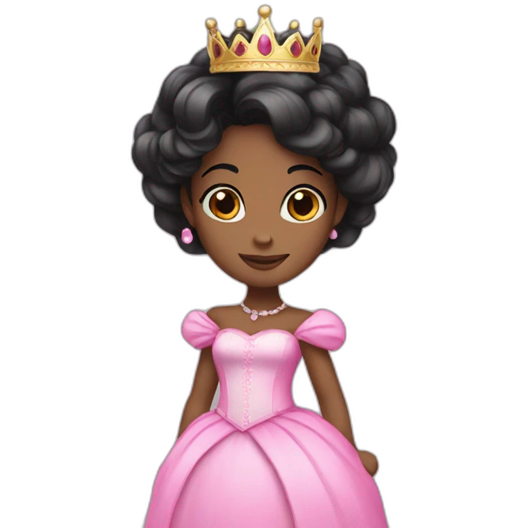 Black hair princess with pink crown and dress emoji