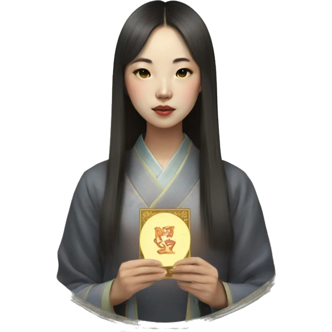 korean girl with tarot card emoji