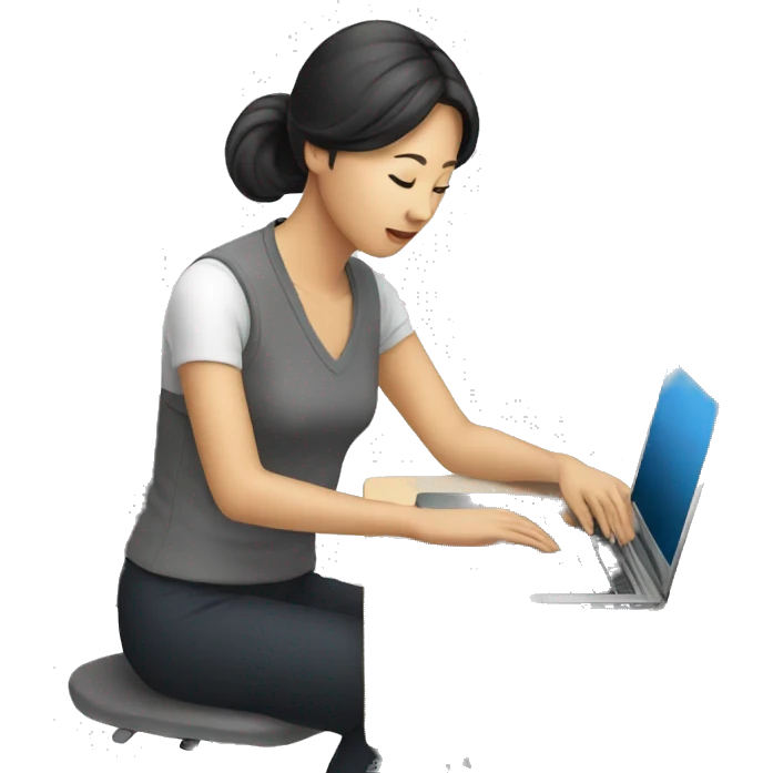 asian woman working on laptop emoji