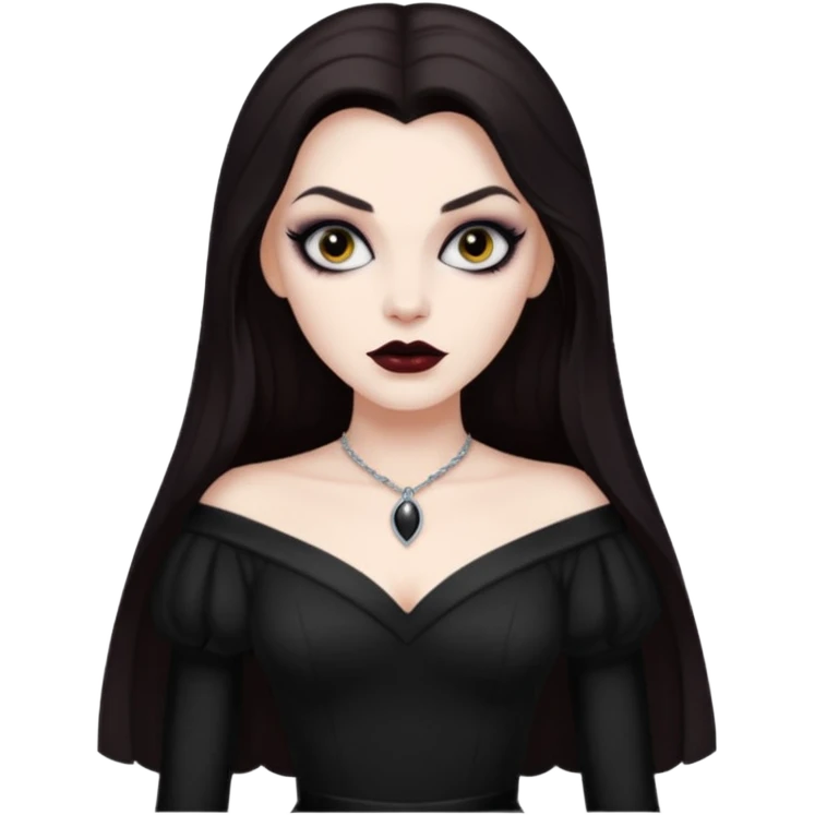 Vampira with long dark brown hair emoji