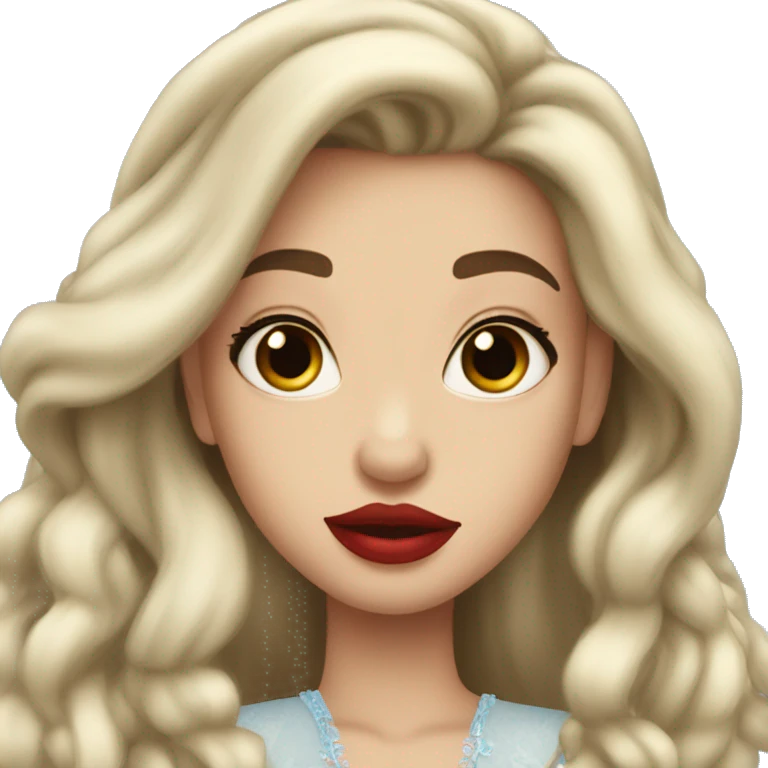 Disney Princess Long hair red lips emoji