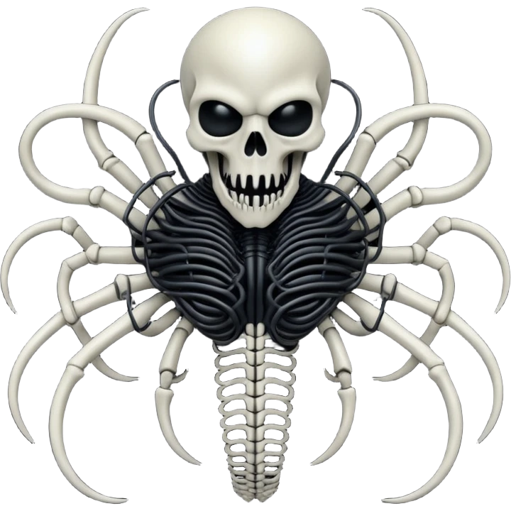 organic black wires merging into a dark monstrous creature, Giger-esque emoji