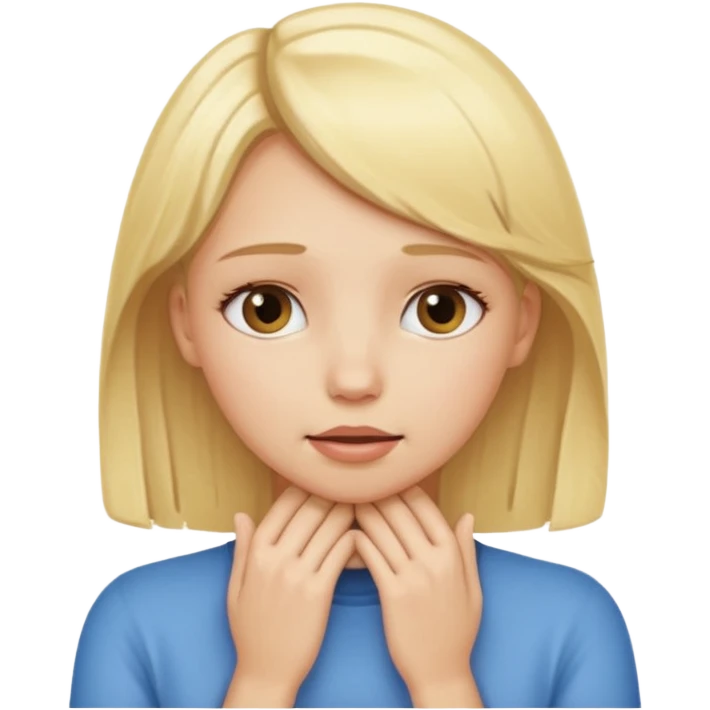 blonde girl with her hands around her throat emoji