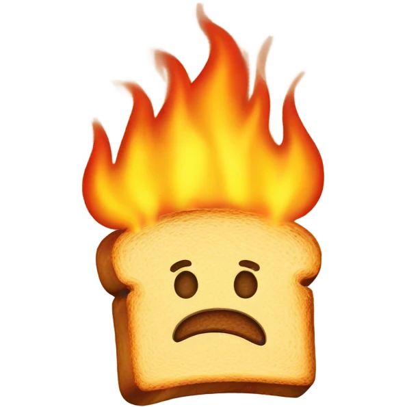 Toast on fire emoji