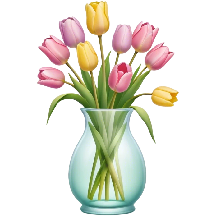 pastel tulips in glass vase emoji