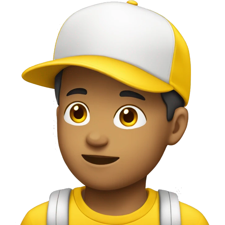 Niño blanco con gorra amarilla emoji