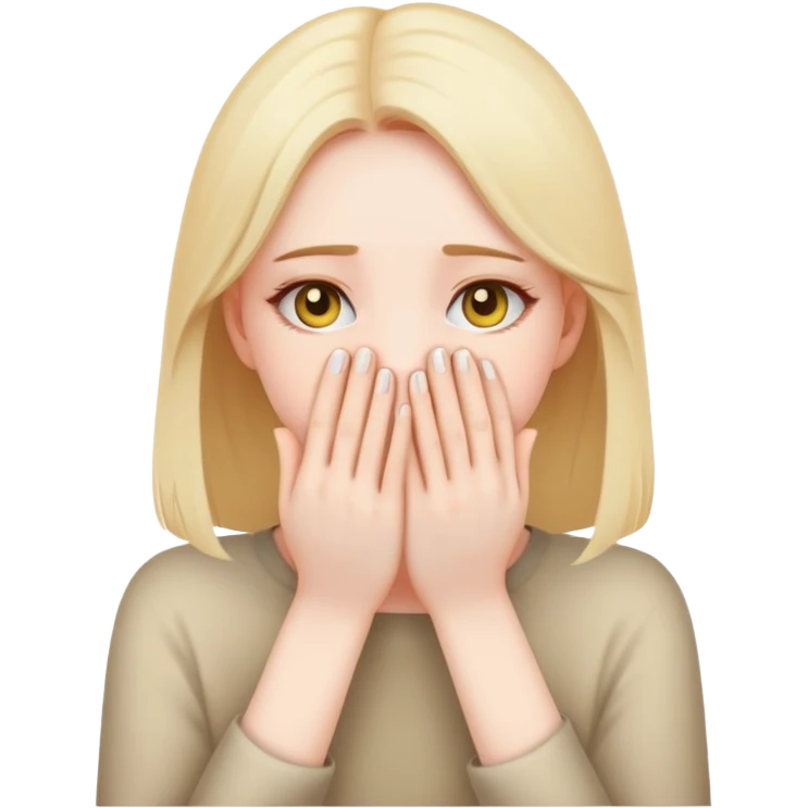 shy girl covering face with hands emoji style emoji