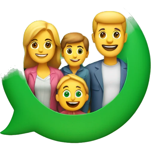 Logo de whatsapp en 3D avec une famille  emoji