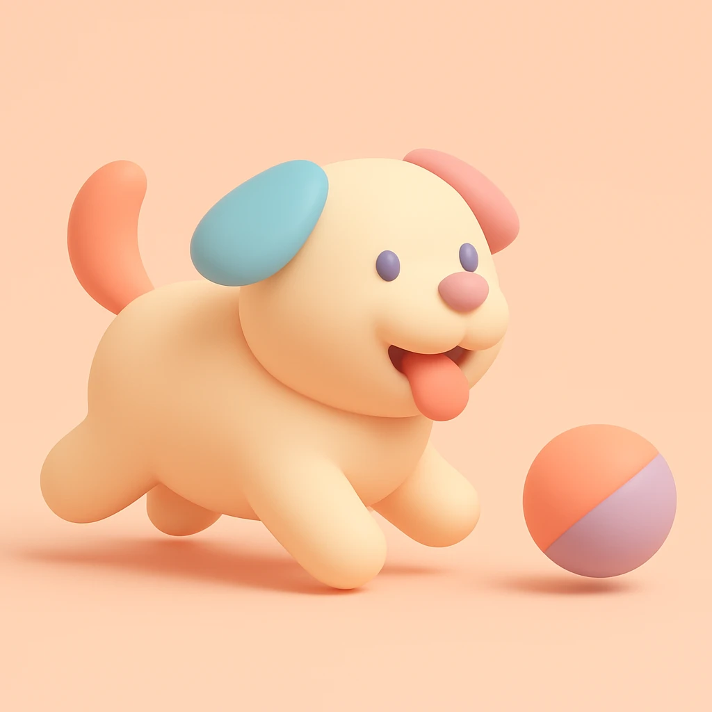 happy dog running after ball emoji