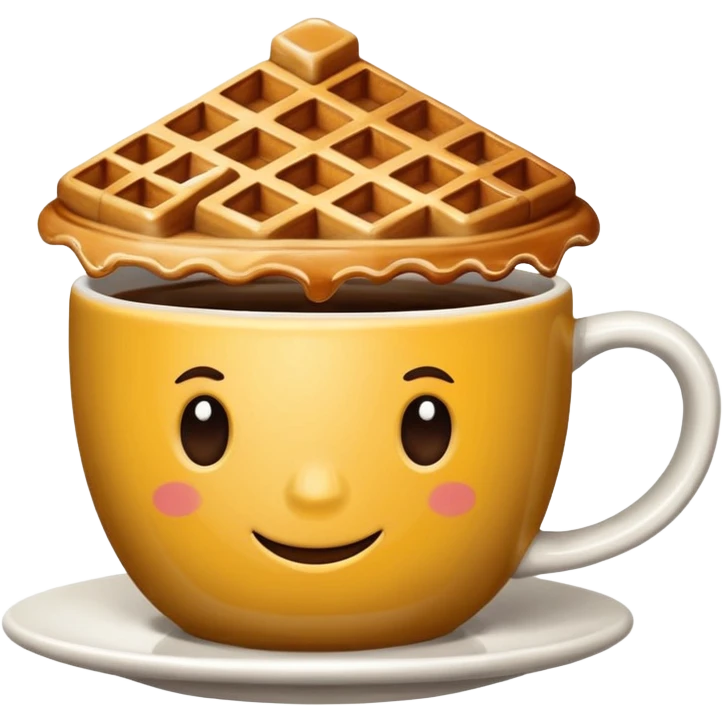 steaming cup of coffee with Waffle House logo emoji