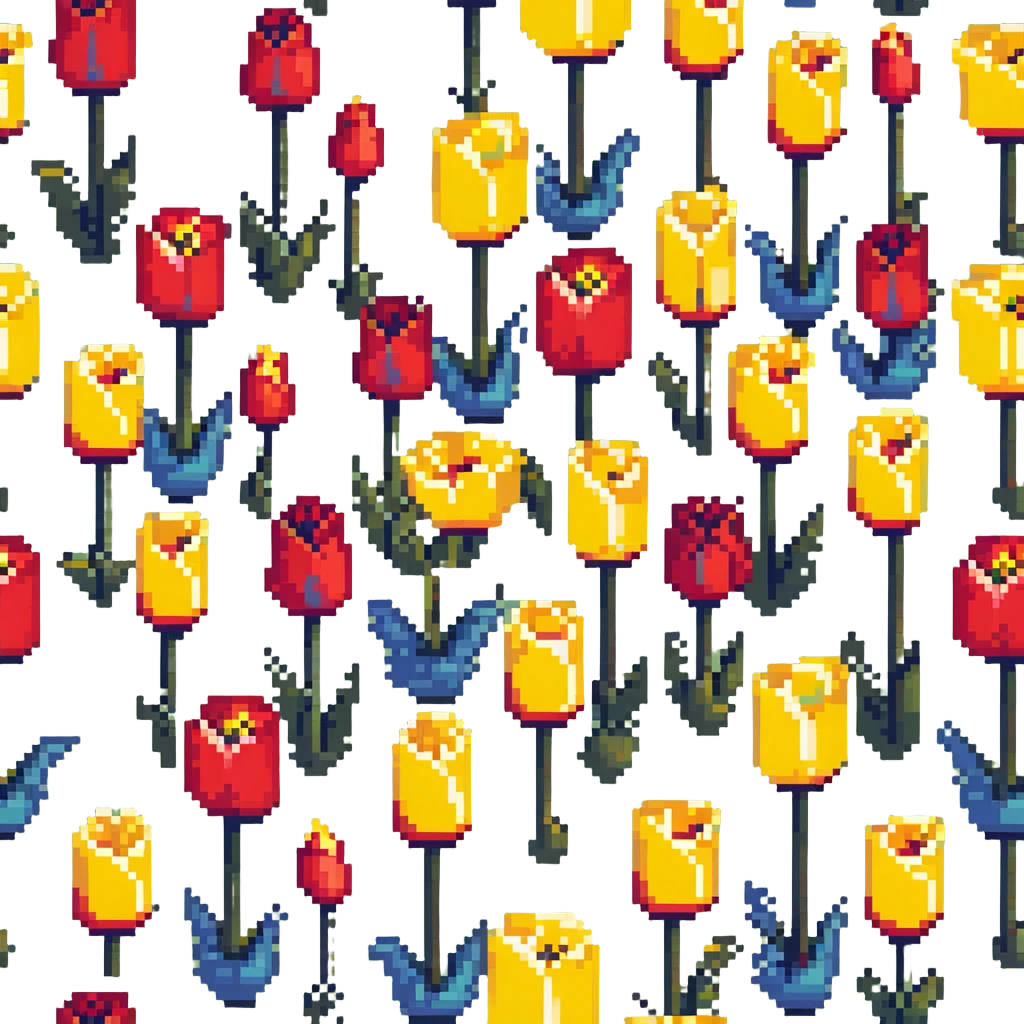primary color tulips - red, blue, and yellow tulip flowers emoji