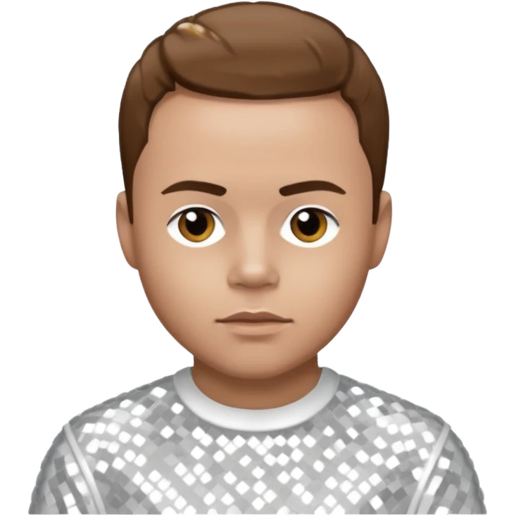 Brian Harvey from East 17 with light skin, brown hair, white sequin outfit emoji