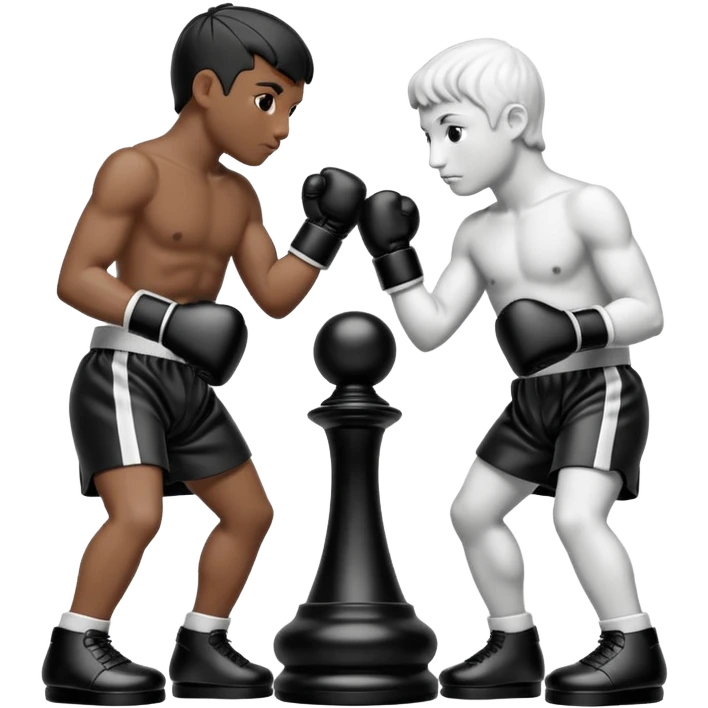 Chess pieces boxing, holding guard and jabbing emoji