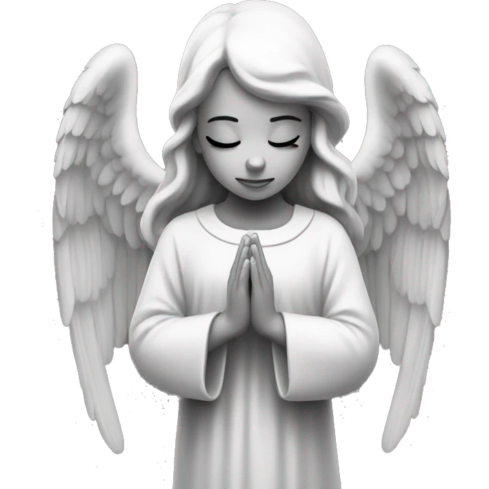 classic monochrome angel`s fase praying  emoji
