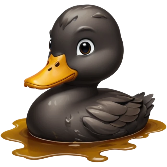 oil spill with a sad black duck in it emoji