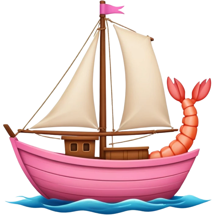 Shrimp sailing a boat  emoji
