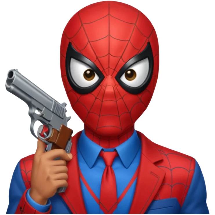 spiderman putting a pistol barrel in  emoji