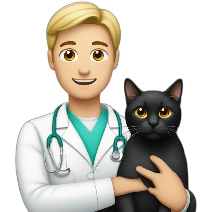 Veterinaria con un gato negro emoji