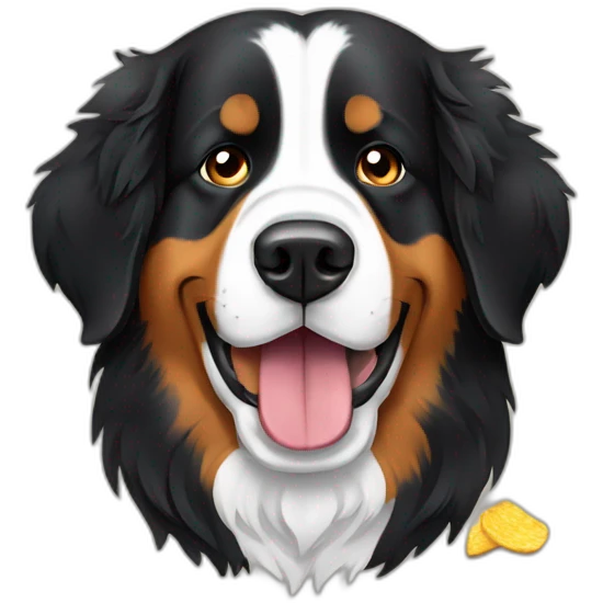 bernese mountain dog drinking beer and eating chips emoji