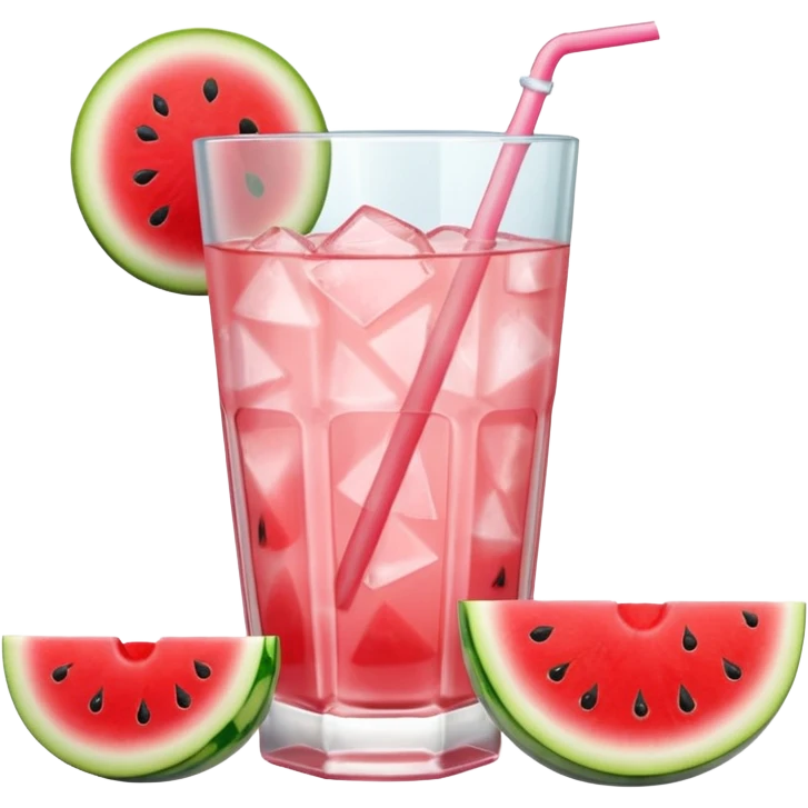 very light pink lemonade in glass with triangle chunk of watermelon on the rim with no straw emoji