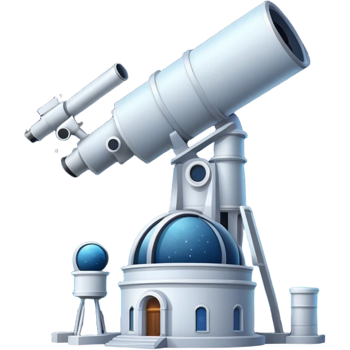 An icon featuring an observatory with a giant telescope, set against a starry sky. The design includes visible planets, distant stars, and galaxies, symbolizing the study of astronomy and celestial exploration. Transparent background highlights the wonder of the universe. emoji