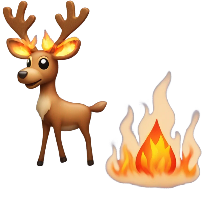 reindeer next to house made of fire  emoji