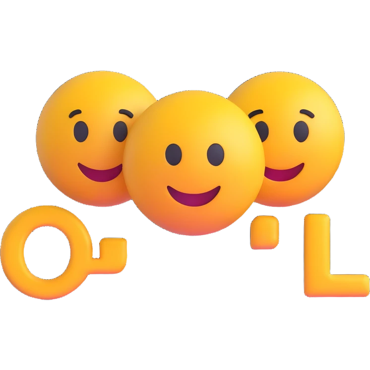 colorful 3D circular emoji with the word 'lol' in the center in a modern font emoji