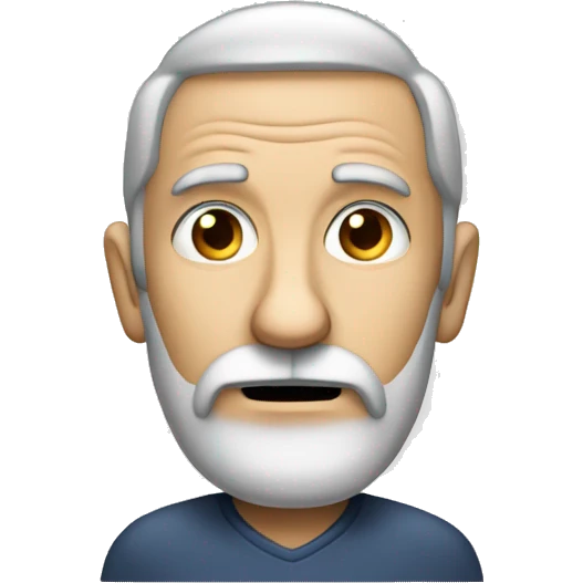 Old thin man with dark beard confused by technology emoji