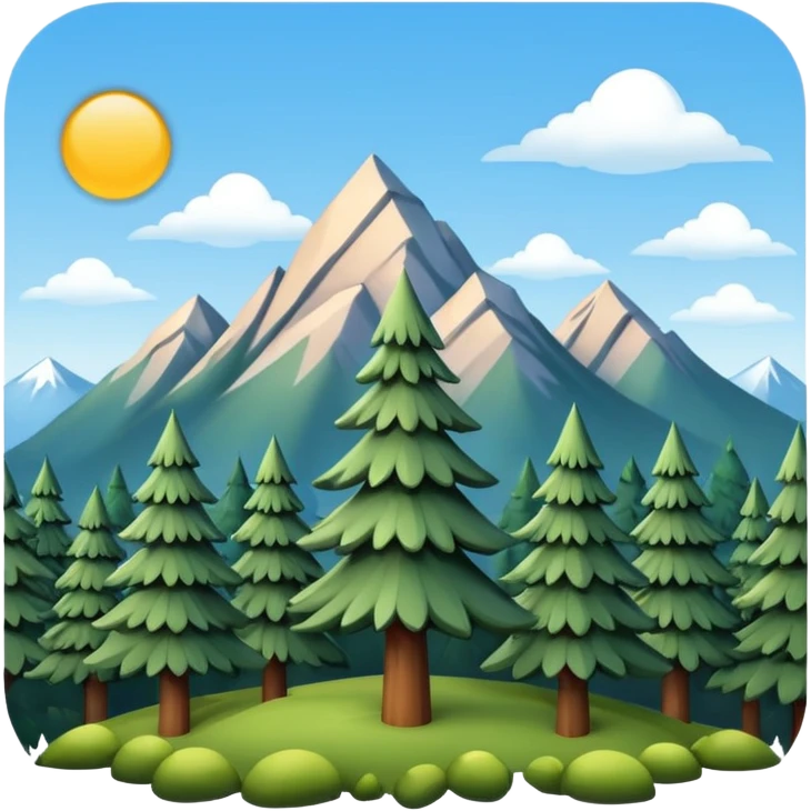 forest and mountains with fir trees emoji