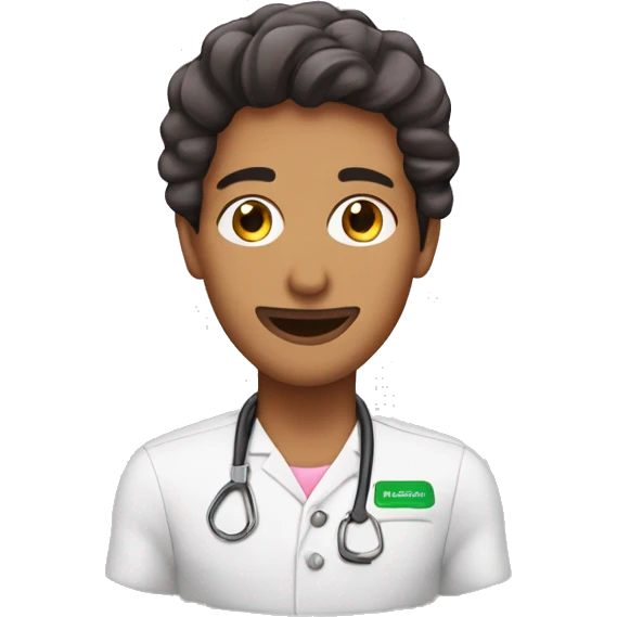 nutricionista con cabello cafe y ojos cafe emoji