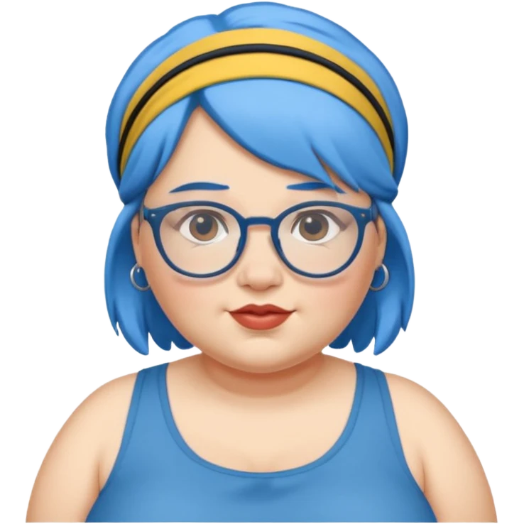 fat woman with blue hair and glassess and headband emoji