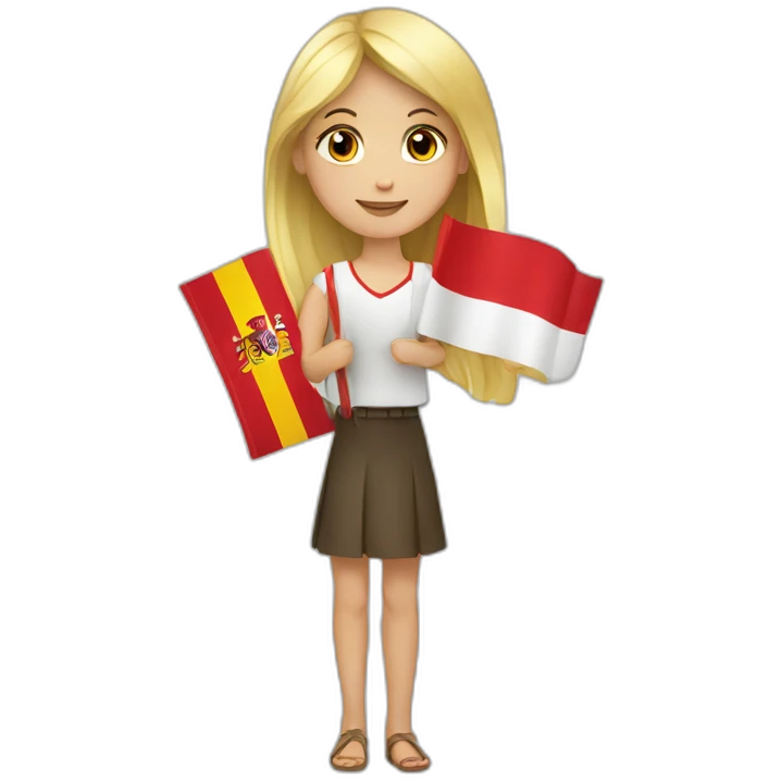 Blond girl with Spanish flag in hands  emoji