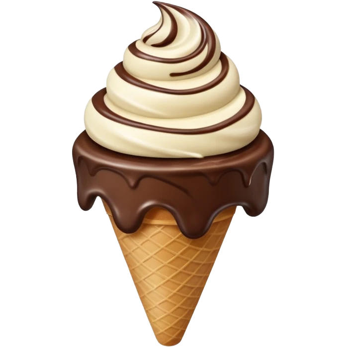 melted white and dark chocolate ice cream emoji