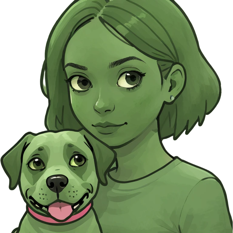 Girl with dog emoji