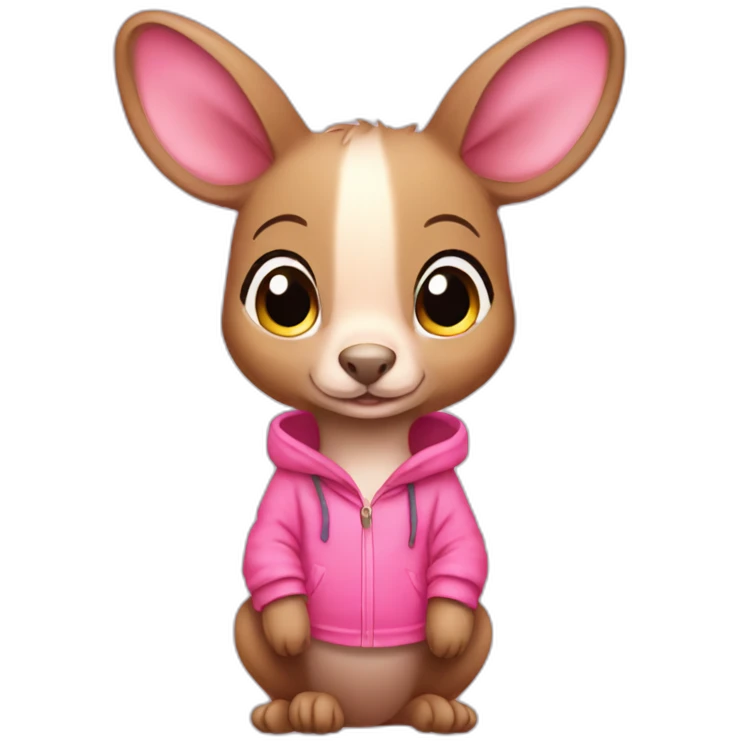 Pink haired pigtail kangaroo with cute pink clothes emoji
