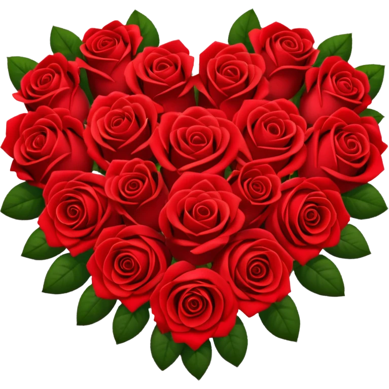 bouquet of red roses arranged in a heart shape emoji