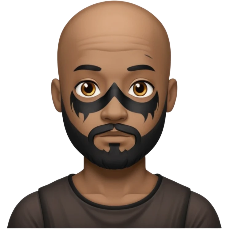 bald bearded man with black face tattoo emoji