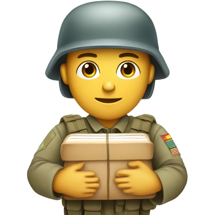 White Army soldier wit blue eyes holding a sandwhich and a bible emoji
