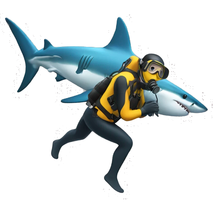 A Scuba diver diving with a shark emoji