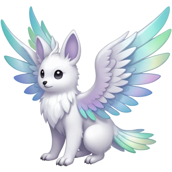  Iridescent white pale wings-ears, fakemon-creature  emoji