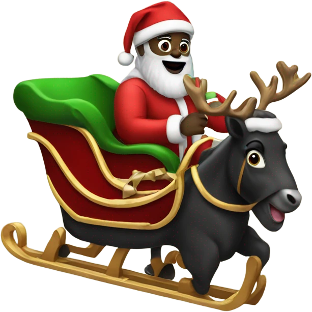 Black Santa on a sleigh  emoji