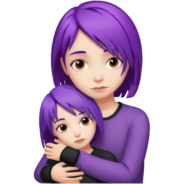 purple emo girl getting hugged emoji