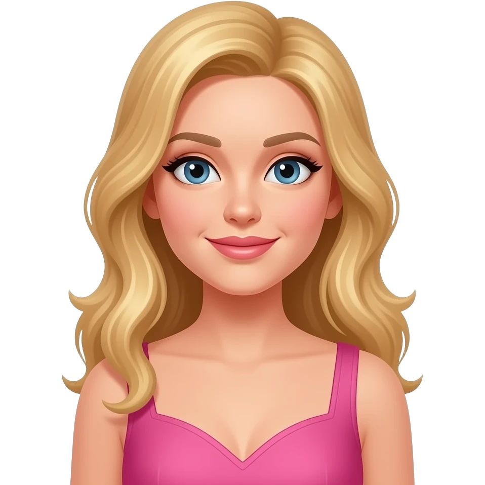 Blond, kjole, rosa emoji