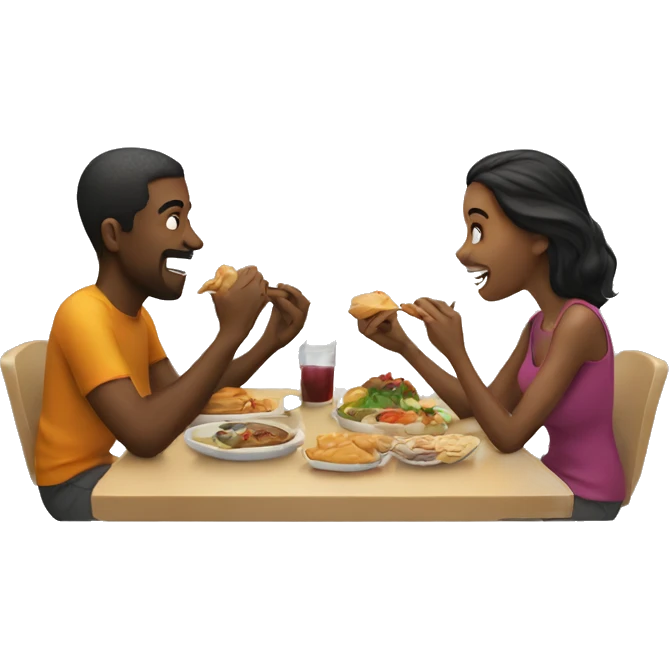 Couple eating together  emoji