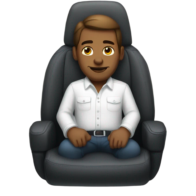 man in white button-down shirt sitting in a car seat emoji